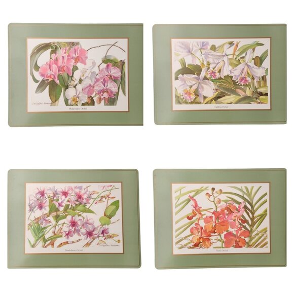 Pimpernel Orchids Cork Backed Place Mats by Jill Walker Set of 4 with Box - Picture 1 of 10